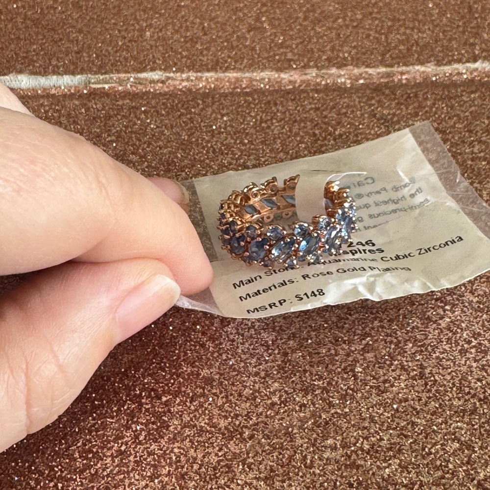 Rose Gold and Blue Cubic Zirconia Ring